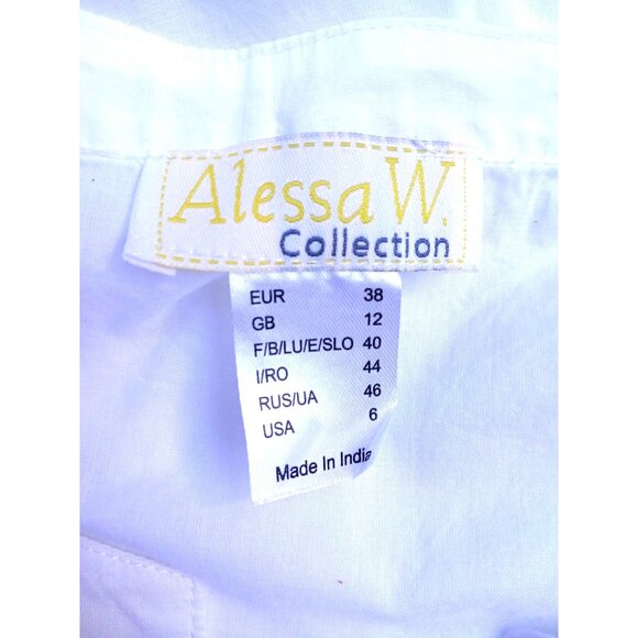 Alessa W Womens White Smocked Lace Peasant Tunic Blouse 3/4 Sleeve Size 6 Fairy - Picture 14 of 14